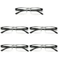 thumbnail image 1 of 5 Pairs Mens Rectangular Metal Half Frame Reading Glasses Spring Hinge Black Readers +0.75, 1 of 6