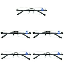5 Pairs Mens Rectangular Rimless Blue Light Blocking Reading Glasses Spring Hinge Readers  1.00