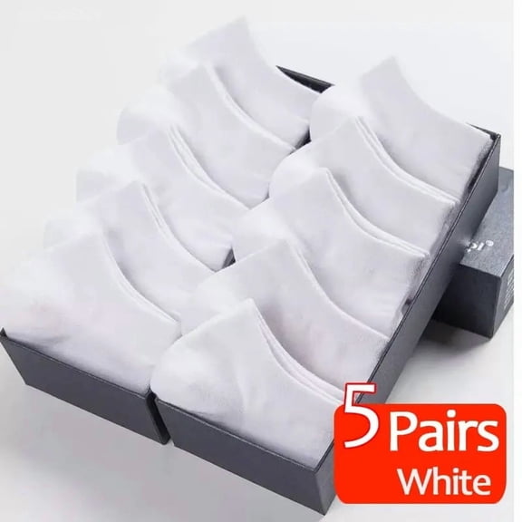5 Pairs Mens Socks Breathable Short Boat Socks Male Casual Soft Comfy Socks Solid Color Black White Women Short Socks