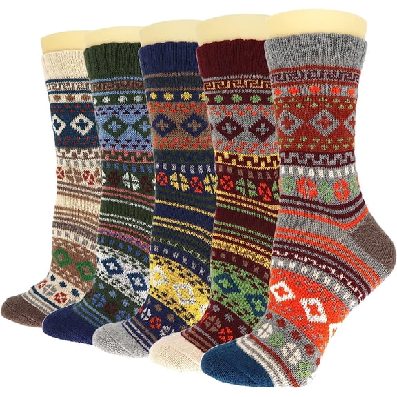 5 Pairs Mens Warm Wool Socks Soft Cozy Winter Thermal Sports Socks Athletic Crew Socks for Men