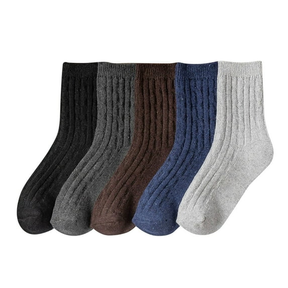 5 Pairs Mens Wool Socks Thick Warm Winter Socks Hiking Socks Mens Soft Casual Socks