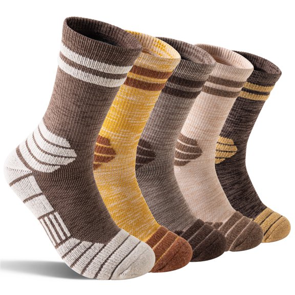 5 Pairs Merino Wool Hiking Socks Compression Warm Thermal Thick Cushion Socks for Women Men