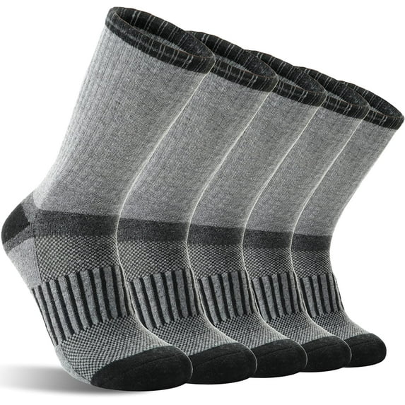5 Pairs Merino Wool Hiking Socks Warm Thermal Winter Cozy Cushioned Moisture Wicking Socks for Women & Men