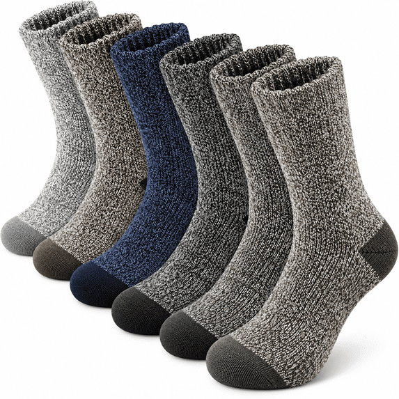 5 Pairs Merino Wool Socks for Men, Super Thick Hiking Thermal Socks for Cold Weather