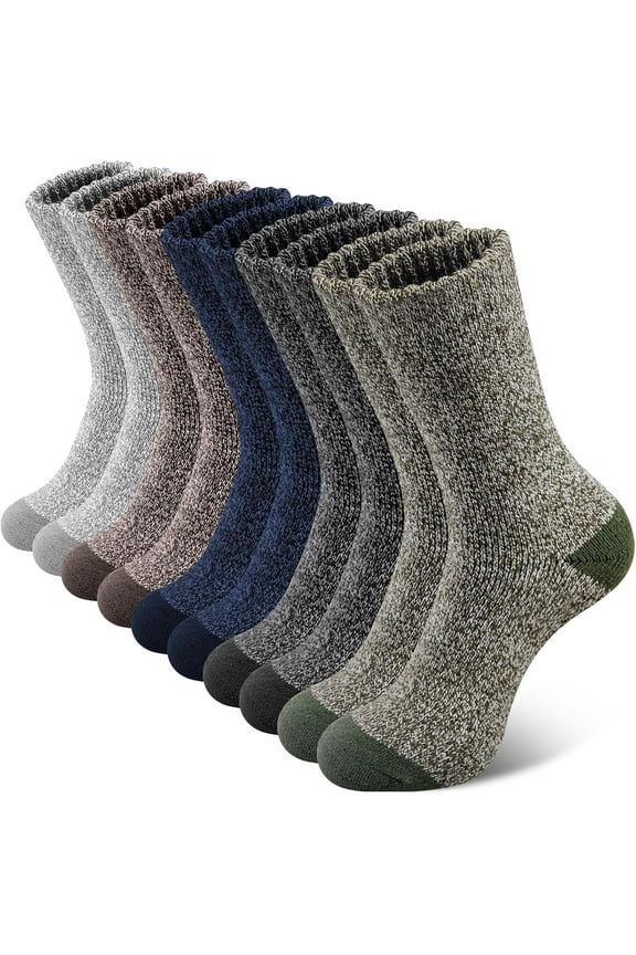 5 Pairs Merino Wool Socks for Men, Super Thick Hiking Thermal Socks for Cold Weather