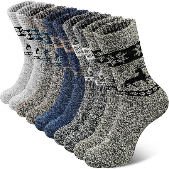 5 Pairs Merino Wool Socks for Men, Super Thick Hiking Thermal Socks for Cold Weather