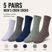 5 Pairs Merino Wool Socks for Men, Thick Winter Wool Hiking Socks, Warm Breathable Crew Mens Socks（Fit USA Size 7-13)