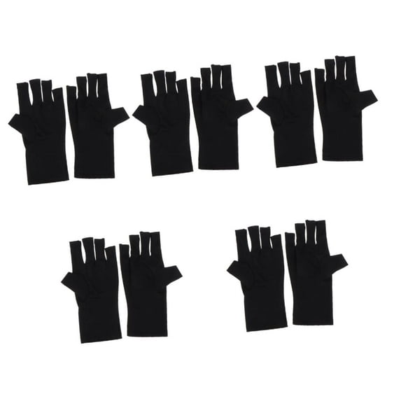5 Pairs Nail Gloves Fingerless Gloves Nails Gel UV Nail Gloves Manicure UV Gloves Fingerless UV Gloves Nail Lamp Gloves UV Gloves for Nails Gloves for Manicure Miss Black