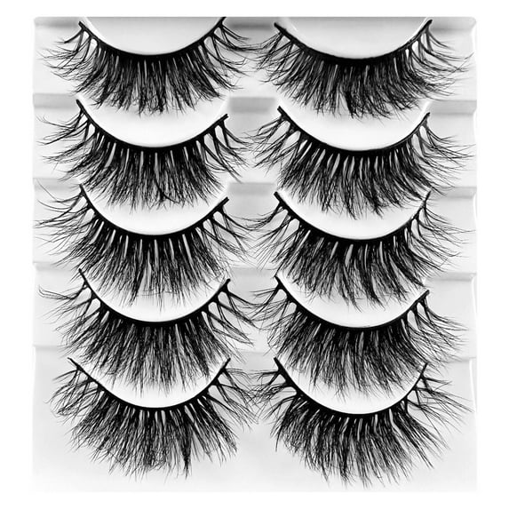 5 Pairs Natural Looking False Eyelashes Layered Wispy Volume Effect Daily Wear Reusable Multipack