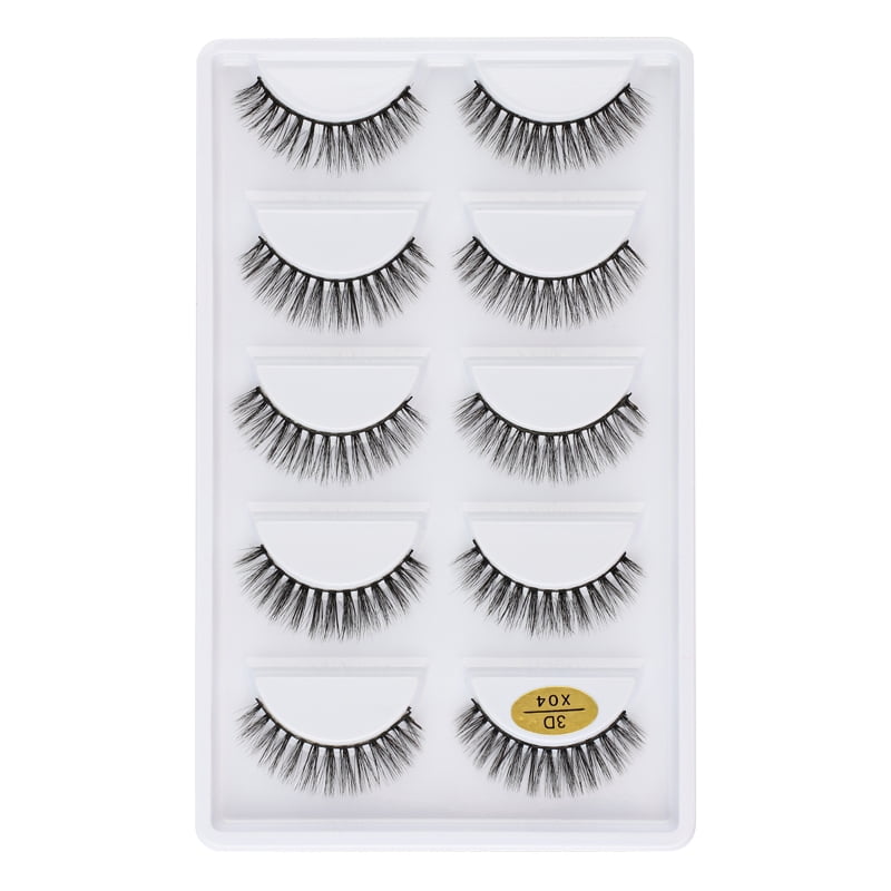 5 Pairs Natural Soft 3D Mink False Eyelashes Handmade Fake Eye Lashes ...