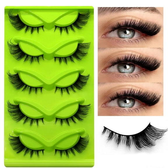5 Pairs New Design Cat Eye Lashes Faux Eyelashes Winged End Elongated Eye
