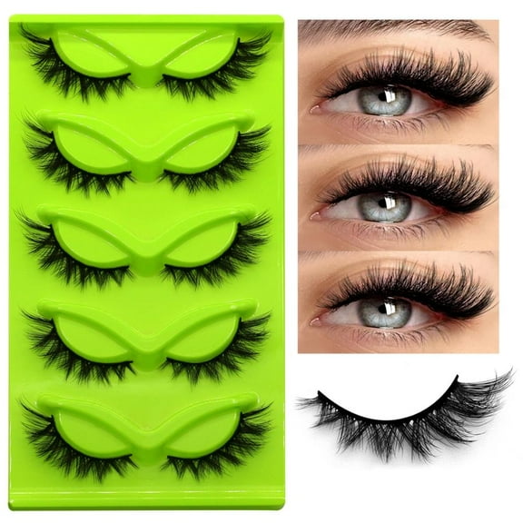 5 Pairs New Design Cat Eye Lashes Faux Eyelashes Winged End Elongated Eye