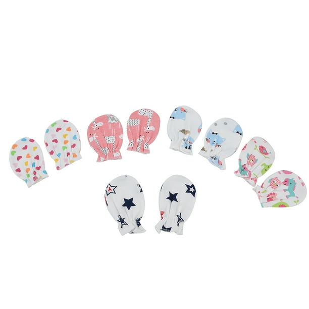 5 Pairs Newborn Baby No Scratch Mittens Soft Lovely Cartoon Pattern