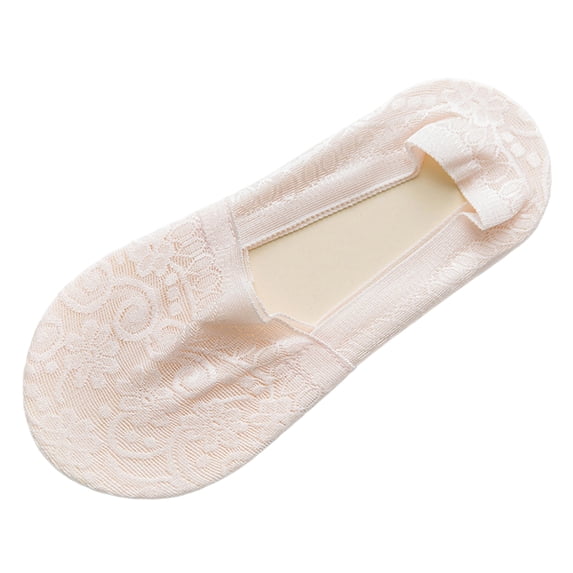 5 Pairs No Show Socks Womens Lace Thin Non Slip Socks Heel Liner Invisible Socks Breathable Low Cut Casual Socks Five Pairs Set For Flats Loafers