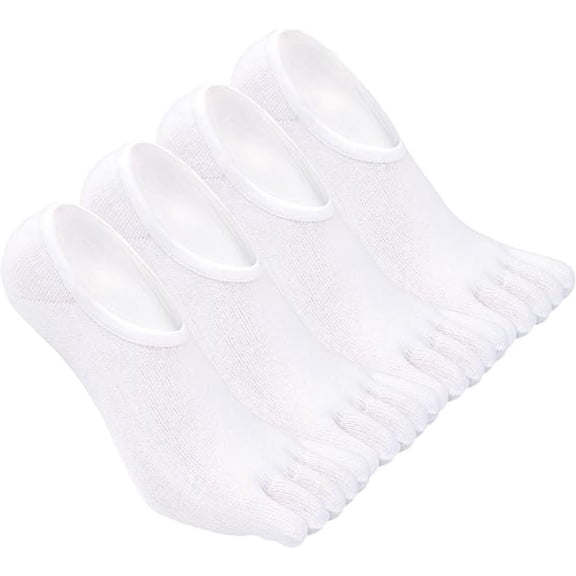 5-Pairs No-Show Toe Socks for Men: Invisible Liner, Breathable Cotton, Five-Toe Design for Running, Loafers & Athletic Shoes