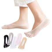 5 Pairs No Show Toe Socks for Women, Low Cut Five Finger Socks, Comfortable Toe Separator Socks for Daily Foot Support & Cushioning Toe Socks-A