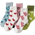 thumbnail image 1 of 5 Pairs Of Fuzzy Socks for Women,Cozy Slipper Socks,Soft Winter Warm Home Sleeping Christmas Socks, 1 of 5