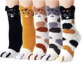 thumbnail image 1 of 5 Pairs Of Fuzzy Socks for Women,Cozy Slipper Socks,Soft Winter Warm Home Sleeping Christmas Socks, 1 of 7