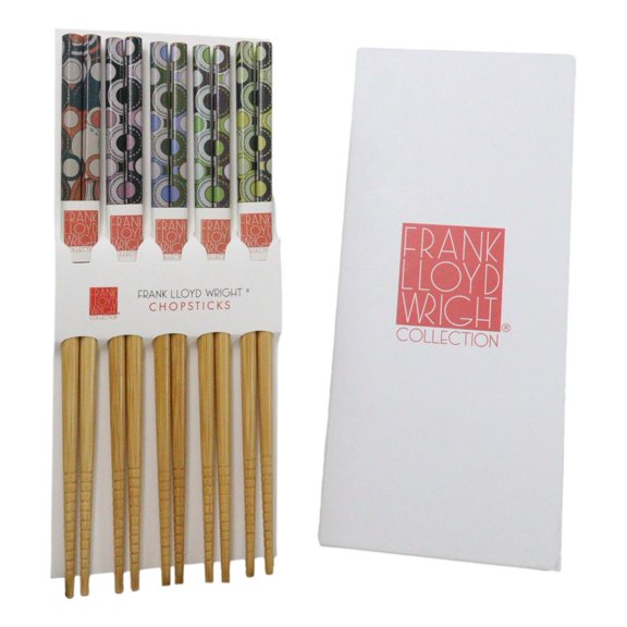 5 Pairs Of Imperial Hotel Peacock Rug Frank Wright Ridged Wooden Chopsticks Set