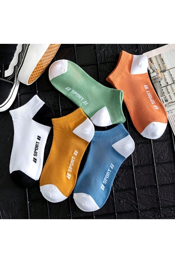 5 Pairs Of Low-Cut Socks, Alphabet Printed Socks For Daily Outing, Party, Sports Comfortable Ankle Socks