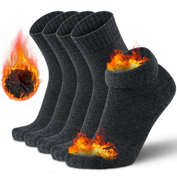 5 Pairs Of Men's Warm Winter Socks, Casual Comfortable Home Sleep Socks, Winter Gifts For Men, Thick Over-the-calf Socks, Quarter Socks