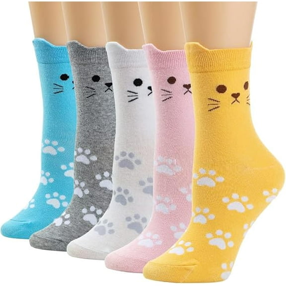 5 Pairs Of Women's Cat Socks Cat Gifts Cute Animal Socks Dog Owl Gifts for Women