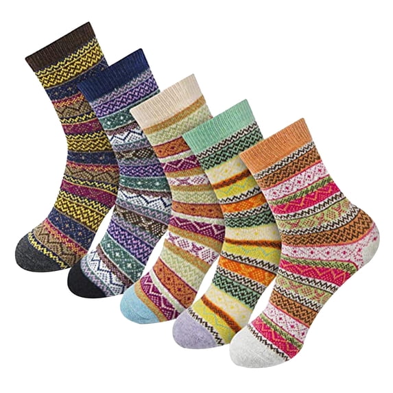 5 Pairs Of Womens Mens Ankle Socks Wool Knit Thick Warm Colorful Compression Socks for Women Men