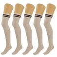 thumbnail image 1 of 5 Pairs Over Knee Thigh Socks Knee-High Warm Stocking Women Boot Sock Leg Warmer High Socks - Beige, 1 of 9