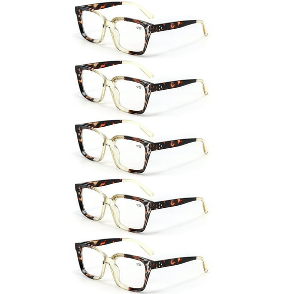 5 Pairs Oversized Reading Glasses Square Frame Presbyopic Glasses Readers