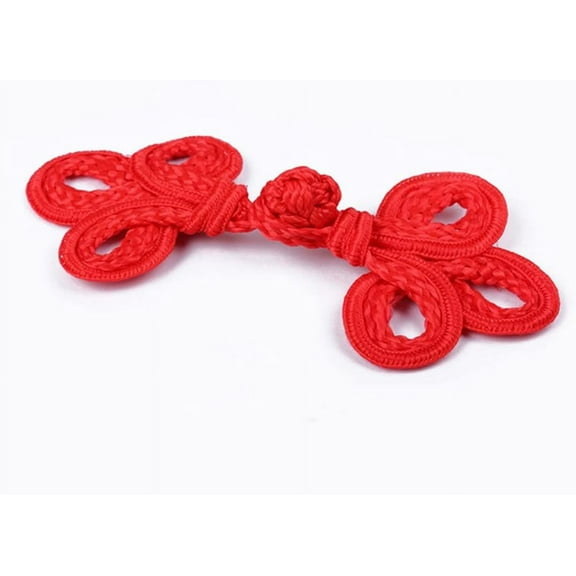 5 Pairs/Pack Chinese Knots Frog Buttons Closure Sewing Buttons Fastener for DIY Sewing (01 Red)