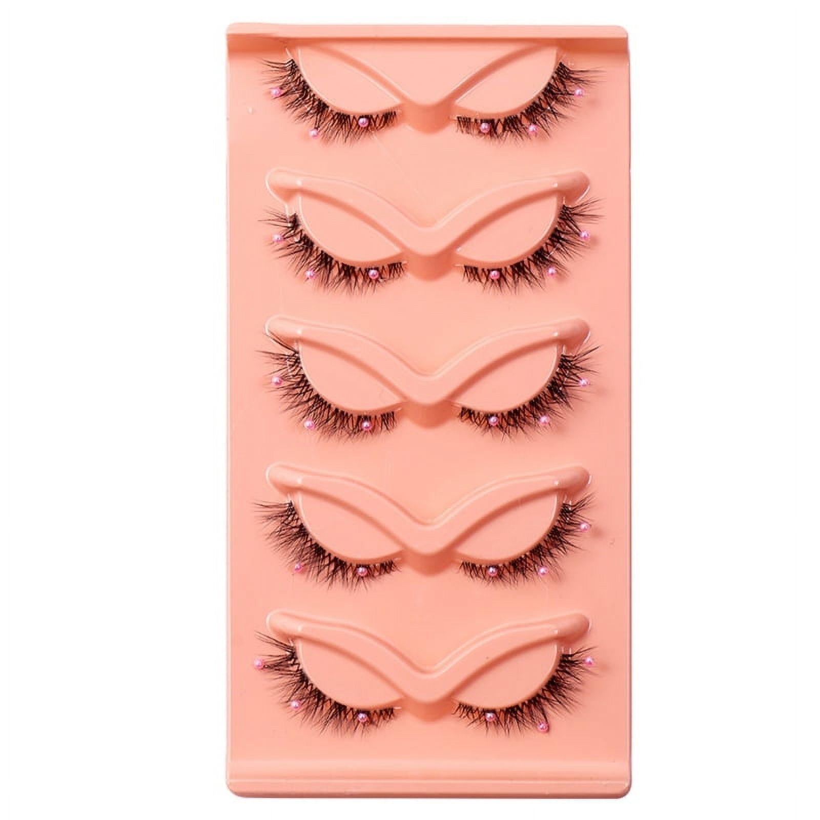 5 Pairs Pearl Sequins Foxes Eye Lashes Natural Look Winged Eyelashes