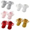 thumbnail image 1 of 5 Pairs Princess Newborn Baby Girls Socks Lace Ruffles Frilly Ankle Dress Socks Non-Slip Cotton Socks for Infant Toddler, 1 of 9