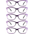 thumbnail image 1 of 5 Pairs Reading Glasses, Blue Light Blocking Glasses, Computer Reading Glasses for Women and Men, Fashion Rectangle Eyewear Frame(5 Purple, +4.00 Magnification), 1 of 6