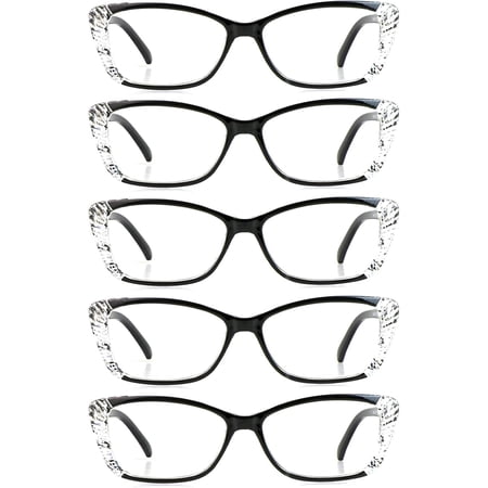 5 Pairs Reading Glasses, Blue Light Blocking Glasses, Computer Reading Glasses for Women and Men, Fashion Rectangle Eyewear Frame(5 Black, +2.25 Magnification)