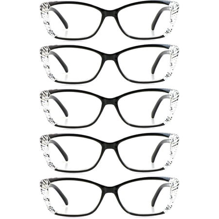 5 Pairs Reading Glasses, Blue Light Blocking Glasses, Computer Reading Glasses for Women and Men, Fashion Rectangle Eyewear Frame(5 Black, +3.00 Magnification)