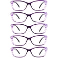 thumbnail image 1 of 5 Pairs Reading Glasses, Blue Light Blocking Glasses, Computer Reading Glasses for Women and Men, Fashion Rectangle Eyewear Frame(5 Purple, +1.75 Magnification), 1 of 6
