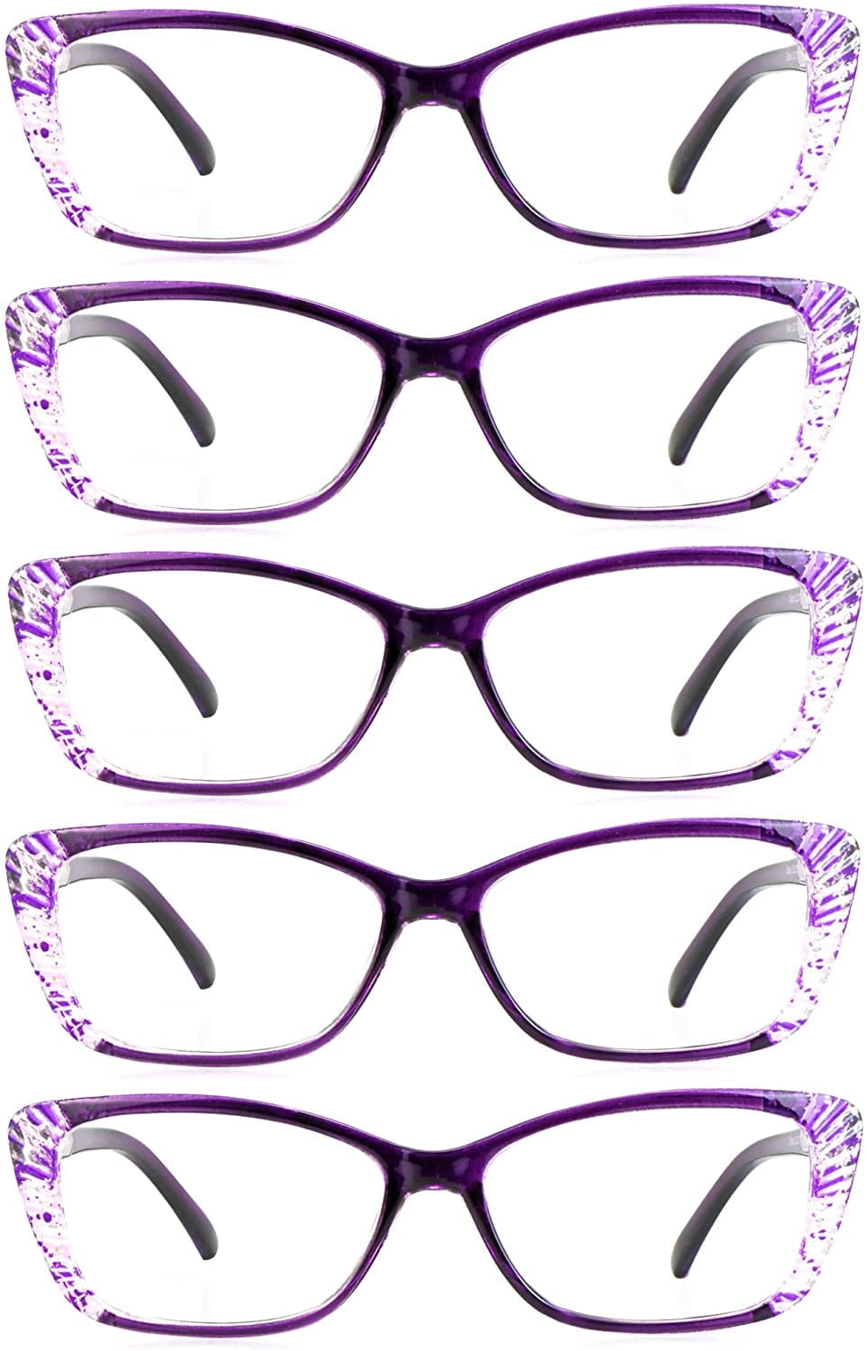 5 Pairs Reading Glasses, Blue Light Blocking Glasses, Computer Reading Glasses for Women and Men, Fashion Rectangle Eyewear Frame(5 Purple, +2.25 Magnification)