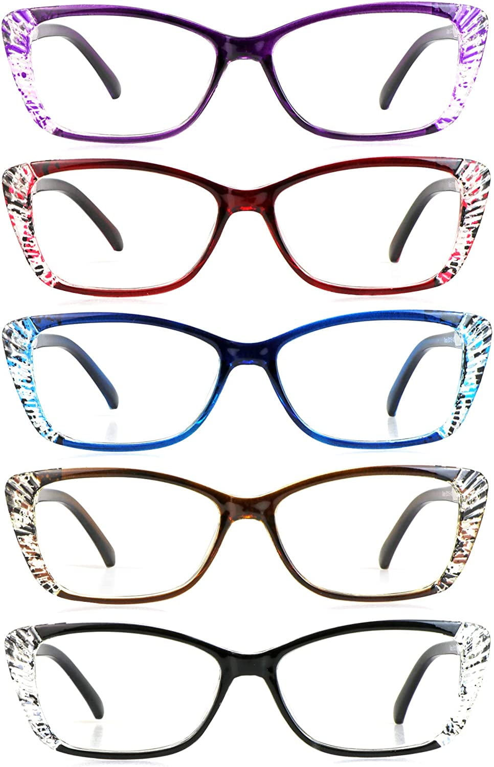5 Pairs Reading Glasses, Blue Light Blocking Glasses, Computer Reading Glasses for Women and Men, Fashion Rectangle Eyewear Frame(5 colors, +1.25 Magnification)
