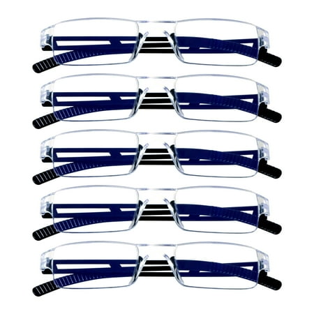 5 Pairs Reading Glasses, Blue Light Blocking Glasses, Computer Reading Glasses for Women and Men, Fashion Square Eyewear Frame (Black,+2.75 Magnification)