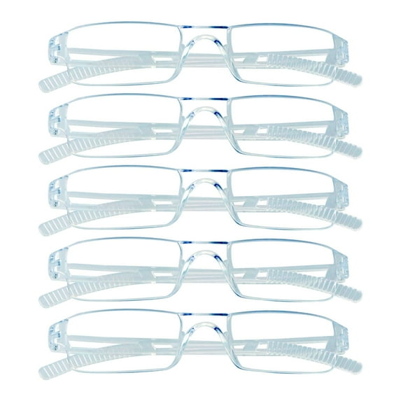 5 Pairs Reading Glasses, Blue Light Blocking Glasses, Computer Reading Glasses for Women and Men, Fashion Square Eyewear Frame (Clear,+3.75 Magnification)