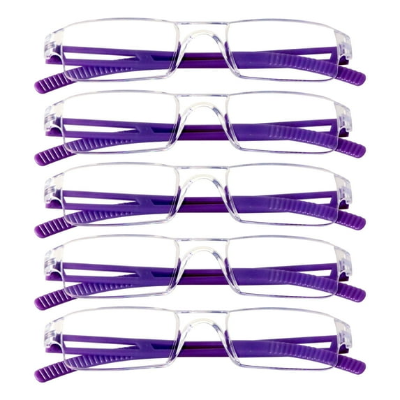 5 Pairs Reading Glasses, Blue Light Blocking Glasses, Computer Reading Glasses for Women and Men, Fashion Square Eyewear Frame (Purple,+2.75 Magnification)