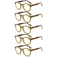 thumbnail image 1 of 5 Pairs of Retro Round Blue Light Blocking Reading Glasses 4.00,HD Trendy Classic Green Presbyopic Glasses, Spring Hinge Readers +4.00 for Women and Men, 1 of 5