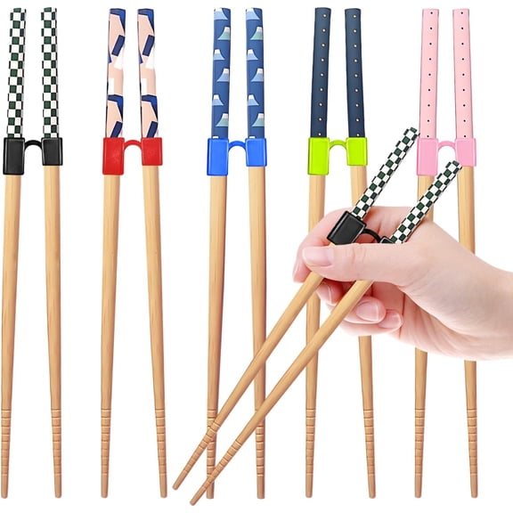 5 Pairs Reusable Adult Kid Training Trainers for Beginners, Japanese Wooden Beginners Learning Training Helpers Set, Dishwasher Safe, L8.86Inch (1.Mount Fuji)