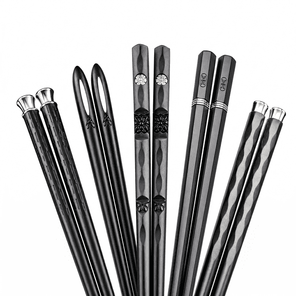 5 Pairs Reusable Fiberglass Chopsticks, Dishwasher Safe, Mold-Free Non-Slip Food Grade Tableware, 10 Inch