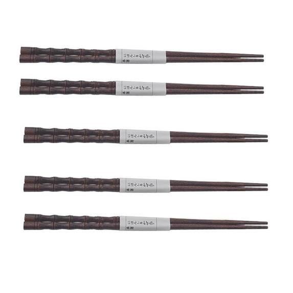 5 Pairs Reusable Natural Wooden Chopsticks, 8.8 Inch Non-Slip Solid Wood Chopstick Set, Portable Hand Polished Chopsticks Gift Kit for Daily Dining, Family Meals and Festival Gift Giving