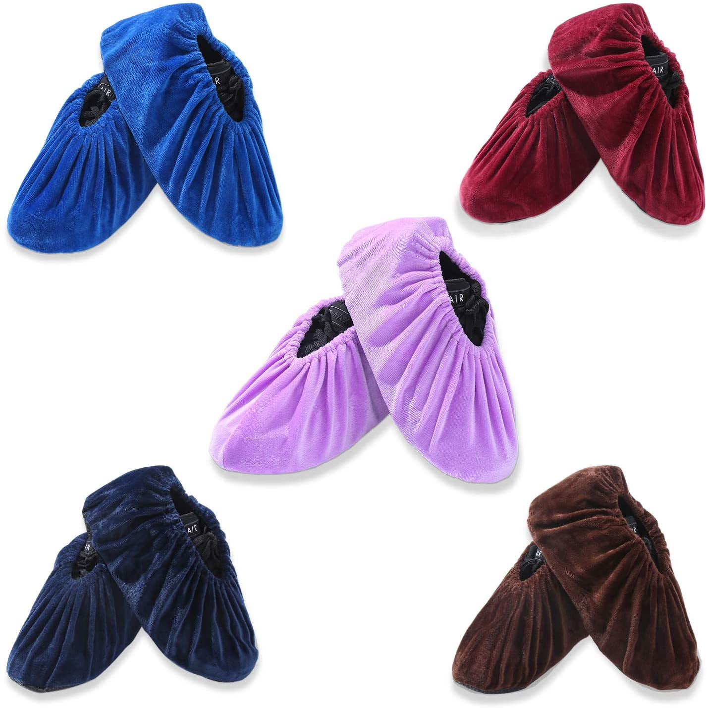 5 Pairs Reusable Non Slip Shoe Covers, Premium Soft Washable Thickened Boot Shoe Covers for Household, Office, Laboratory