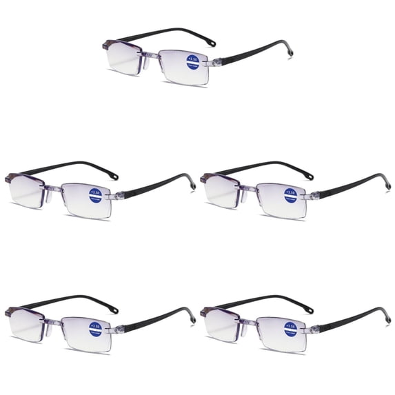5 Pairs Rimless Blue Light Blocking Reading Glasses Diamond Cut Edge Readers for Men +2.00
