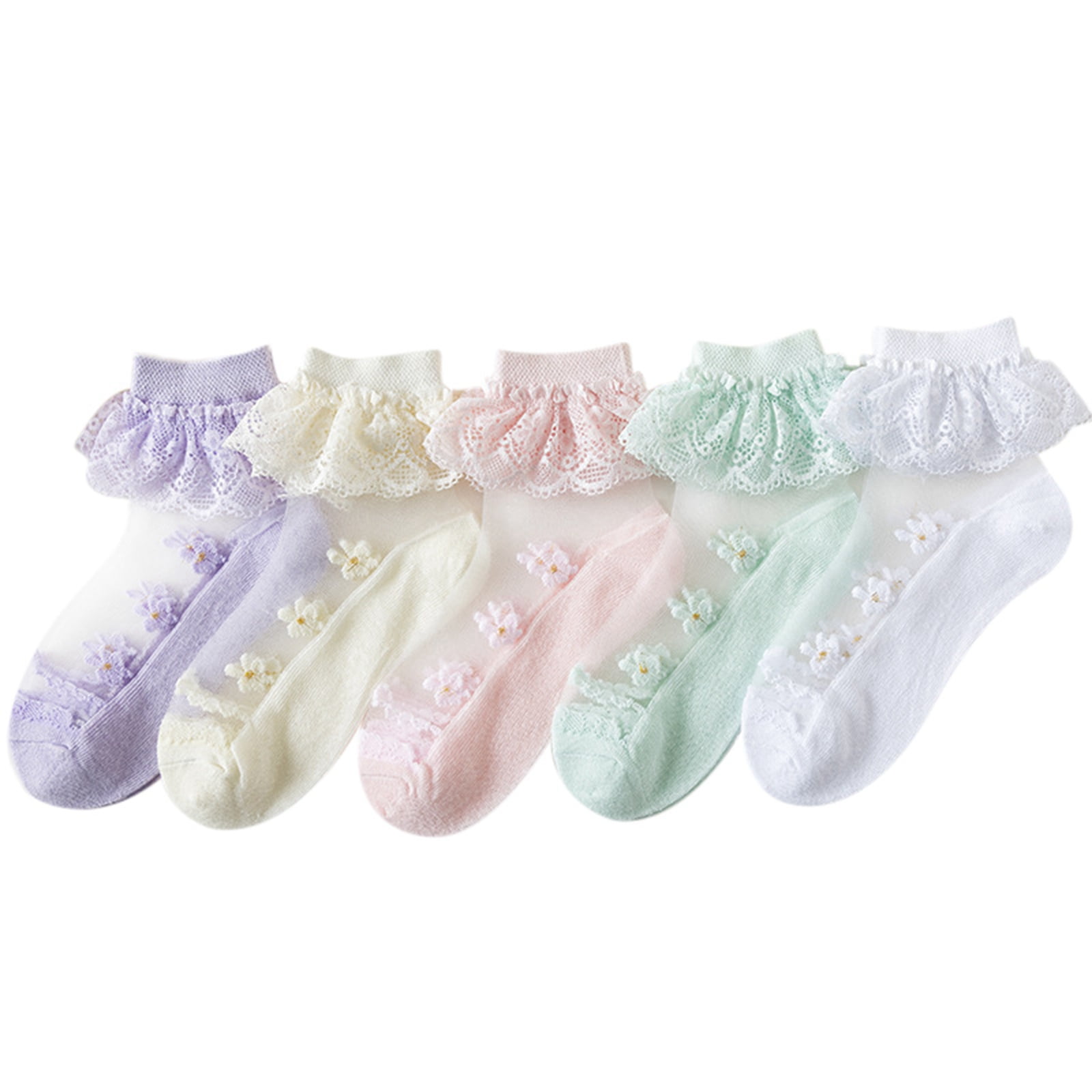 freestylehome Cotton Calcetines Vintage Lace Ruffle Frilly Ankle Socks  Princess Girl Cute Sweet Women Socks