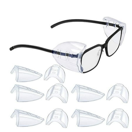 5 Pairs Safety Shields, safety shields for eyeglasses clear side shields eye protection slip on shields fits small to medium eyeglasses