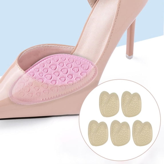 5 Pairs Sandals High Foot Pads Reusable Soft Ball of Foot Cushions Forefoot Pads for Women Prevention Pads - Skin Color